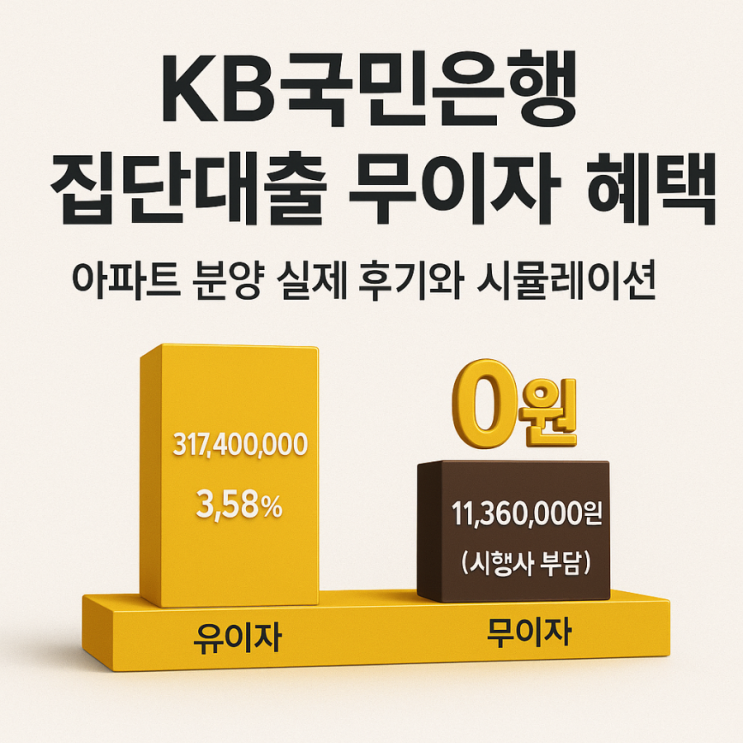  KB국민은행 아파트 집단대출 금리 후기, 중도금 무이자 혜택과 이자 계산법