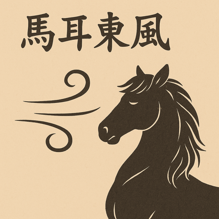   마이동풍(馬耳東風) — 말 귀에 동풍이 불어도 듣지 않는다