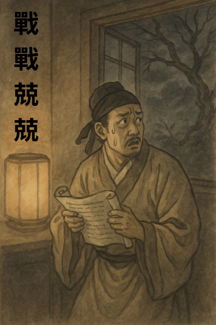   전전긍긍(戰戰兢兢) — 두려움에 몸을 사리며 조심함