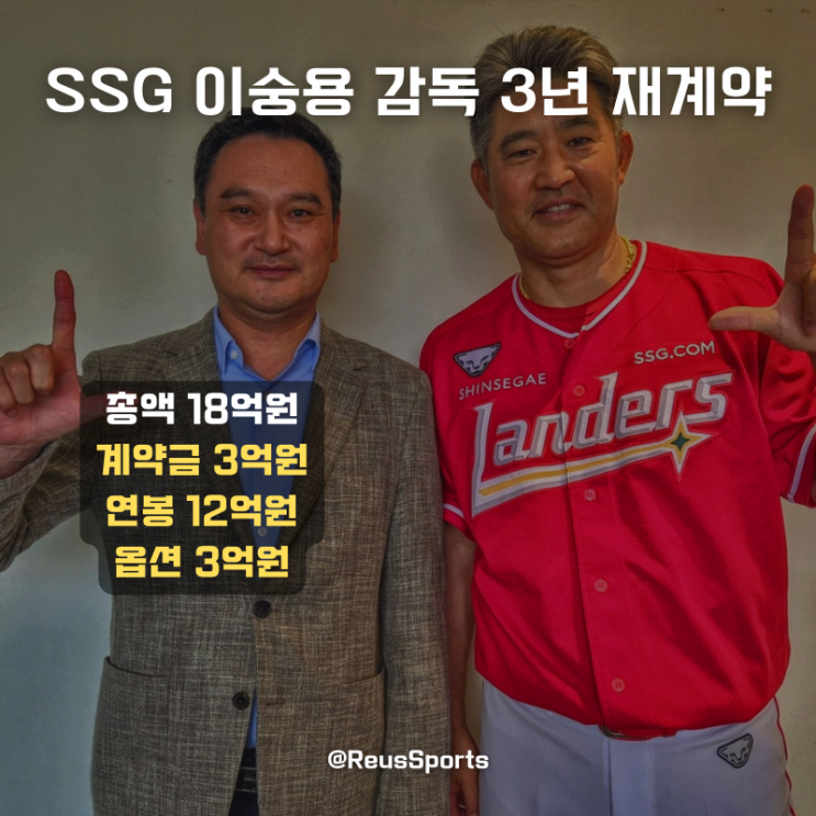 SSG <b>이숭용</b> <b>3년</b> 18억 <b>재계약</b> 이유 타격코치만 좀 바꿔주세요