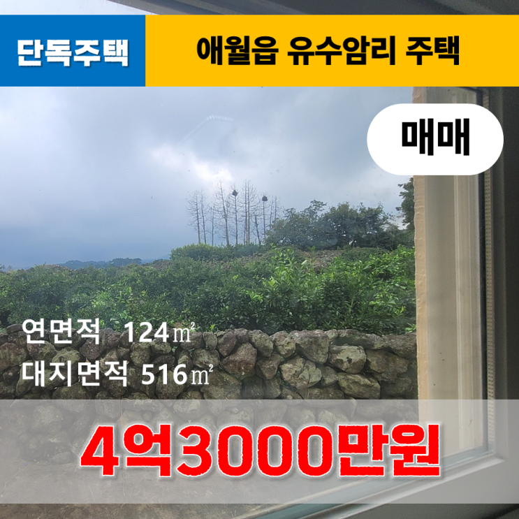  《제주도 주택》제주시 애월읍 유수암리 공방있는 단독주택 매매