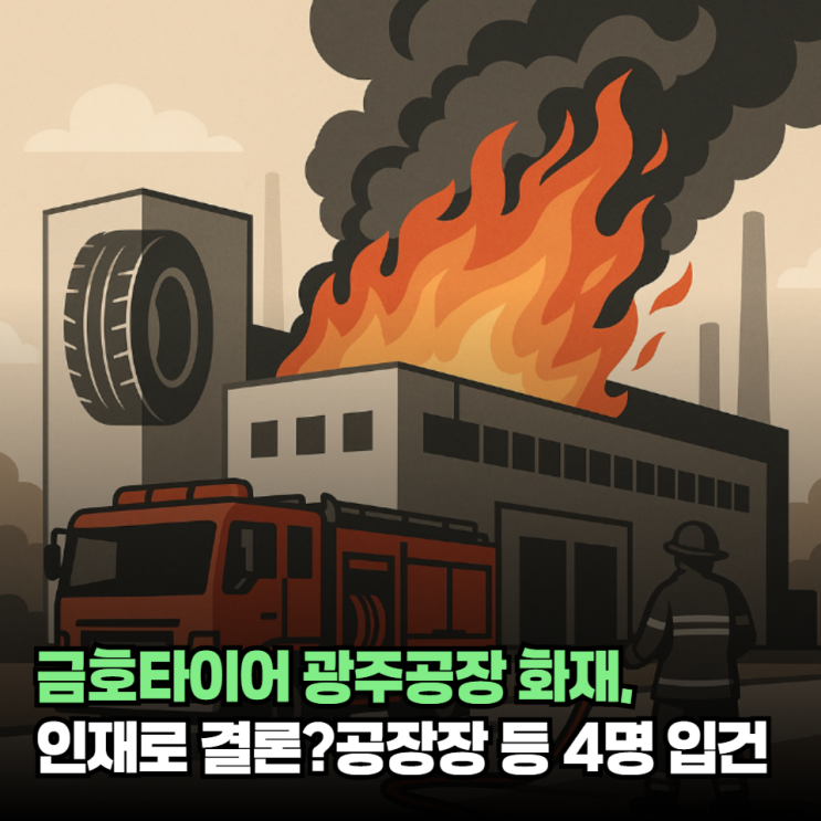 <b>금호타이어 광주공장</b> 화재, <b>인재</b>로 결론? <b>공장</b>장 등 4명 입건... 