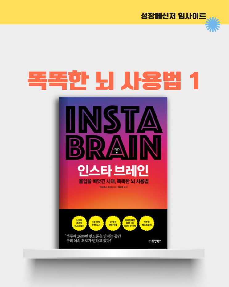  인스타브레인, 안데르스 한센, 인문학 책 추천: 똑똑한 뇌 사용법 1