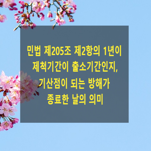  민법 제205조 제2항의 1년의 제척기간이 출소기간인지, 기산점이 되는 방해가 종료한 날의 의미(점유보호 청구권)