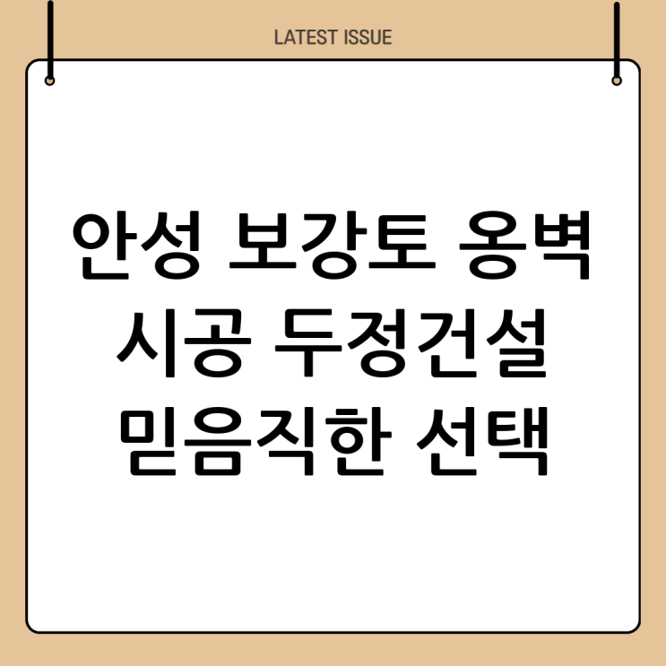 안성 보강토 시공 전문: (주)두정건설과 함께하는 안전하고 아름다운 옹벽 이야기