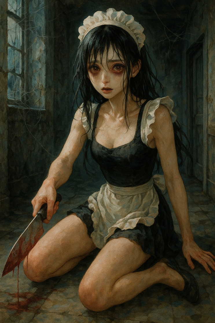  공포 소녀 일러스트(메이드)