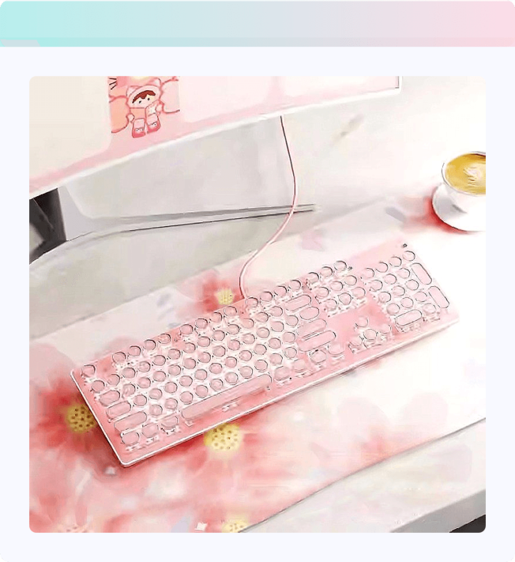  조약돌 키보드 핑크에 퐁당! 귀여움 폭발하는 기계식 키보드 써보니