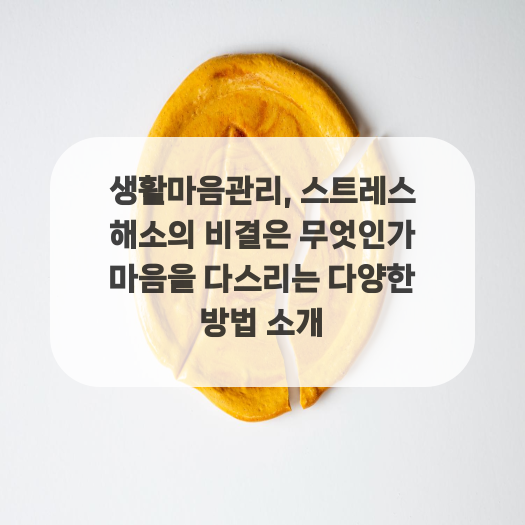  생활마음관리, 스트레스 해소의 비결은 무엇인가 마음을 다스리는 다양한 방법 소개