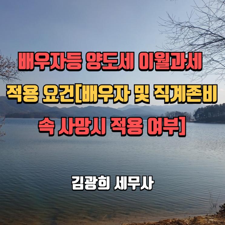  배우자등 (부동산, 주식)양도세 이월과세 적용 요건[배우자 및 직계존비속 사망시 적용 여부]