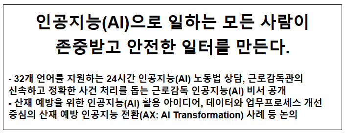  인공지능(AI)으로 일하는 모든 사람이 존중받고 안전한 일터를 만든다.