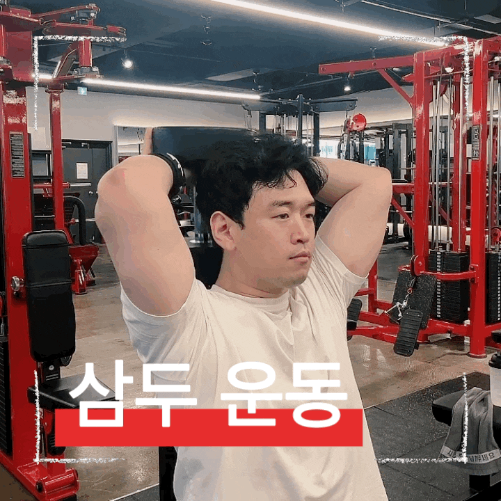  상완삼두근 장두 발달을 위한 운동 덤벨 오버헤드 익스텐션