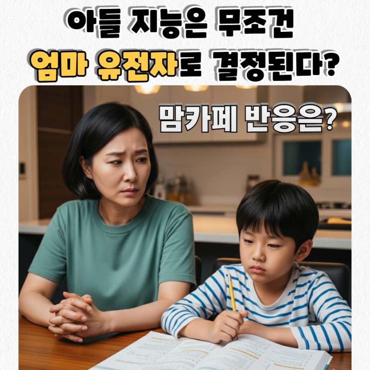  아들 지능 무조건 엄마 유전자가 결정? 아들아 미안하다.. 쏟아지는 맘카페 댓글들