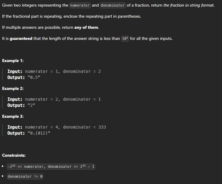  JAVA_LeetCode 166_Fraction to Recurring Decimal