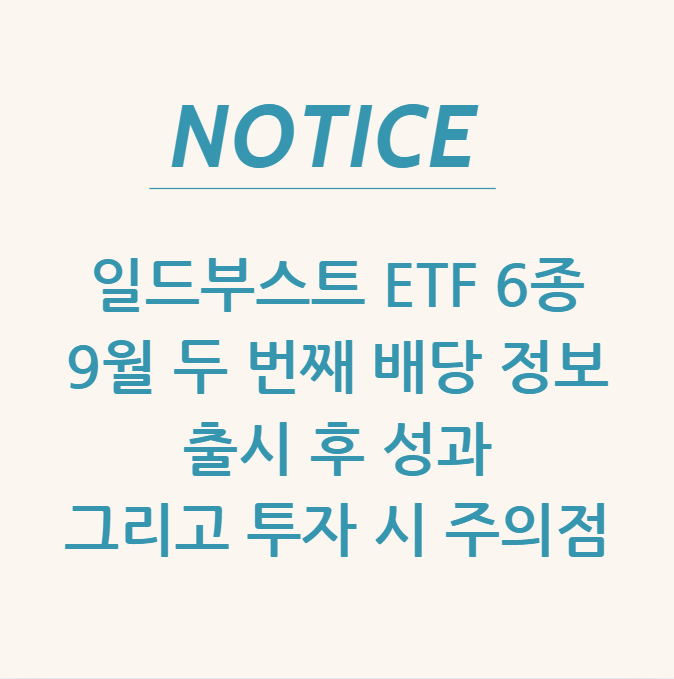  일드부스트 ETF 6종: 9월 두 번째 배당 정보, 출시 후 성과, 그리고 투자 시 주의점