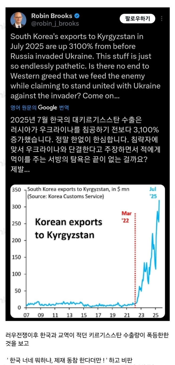  우크라-러시아 전쟁으로 우회수출국이 된 키르기스스탄ㅋㅋ feat.한국