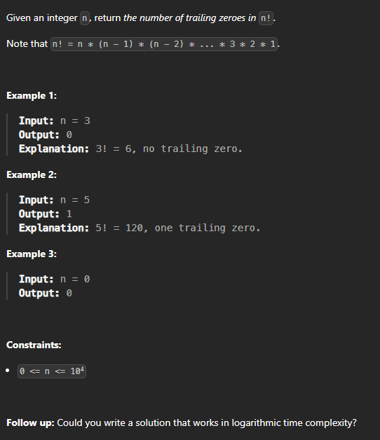  JAVA_LeetCode 172_Factorial Trailing Zeroes