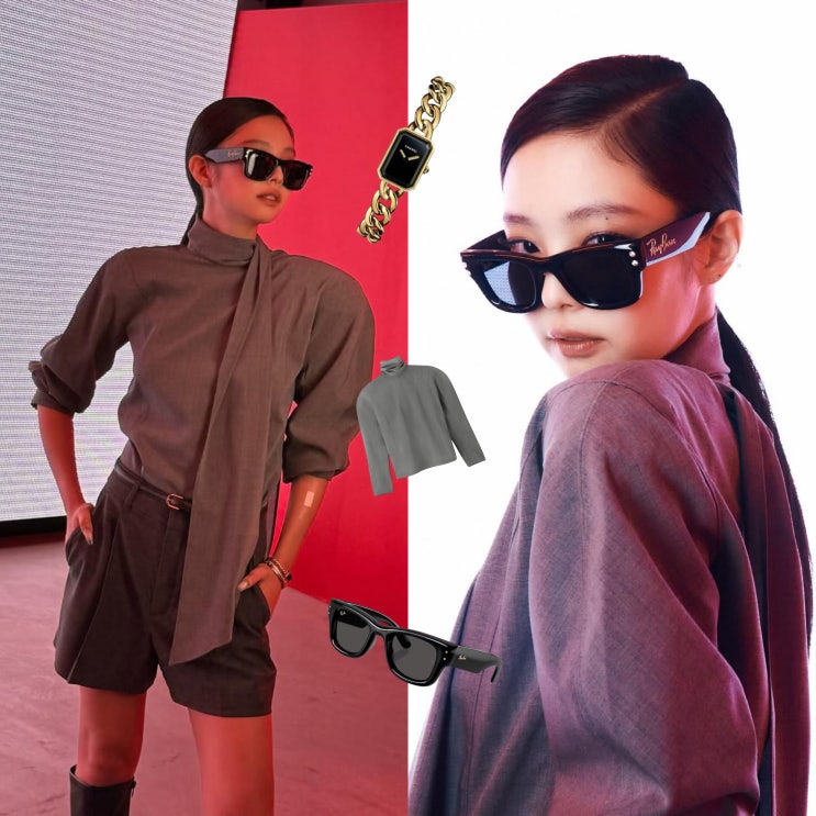  제니 레이벤 선그라스? 샤넬시계 & 블라우스로 코디한 가을 스타일링!