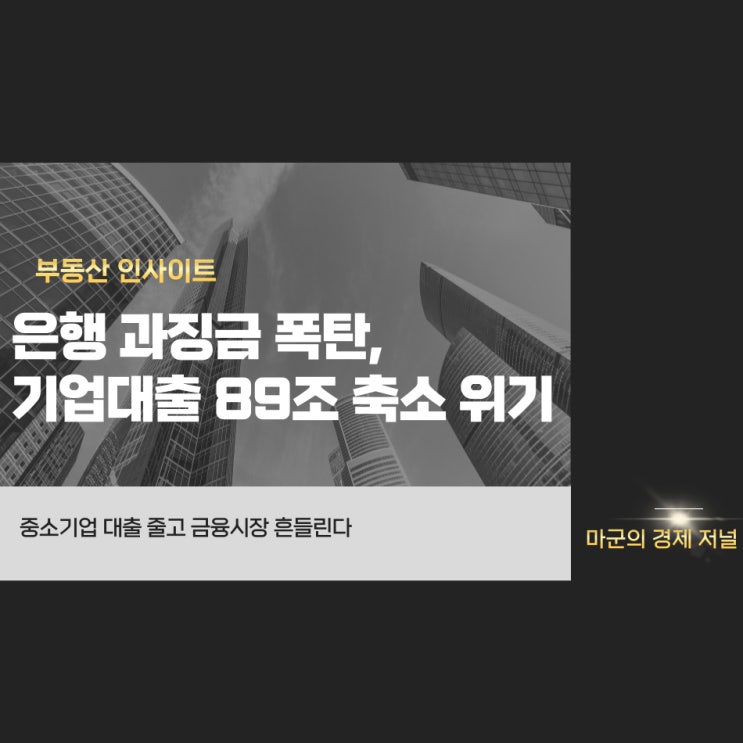  은행 과징금 폭탄 현실화 기업대출 89조 축소 위기