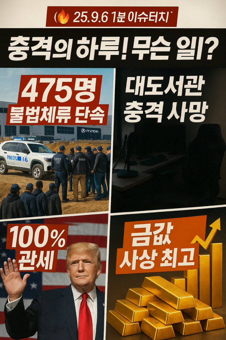 현대차-LG 불법체류 <b>단속</b>! 대도서관 <b>사망</b>·트럼프 관세·금값... 