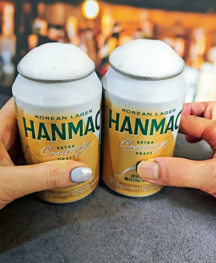  편의점 맥주 추천 한맥 생맥주 캔 엑스트라 크리미 생 캔 거품 예술!