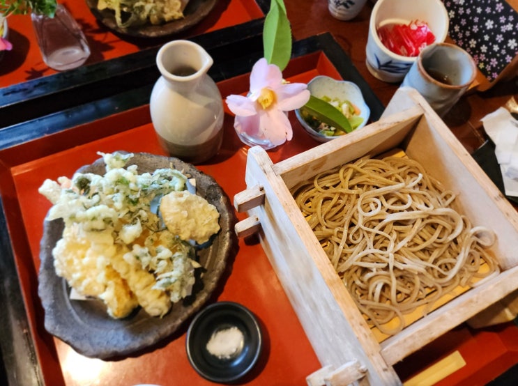  마쓰야마 우치코 맛집 시모하가테이 주차장있는 로컬식당 메밀소바 덴뿌라