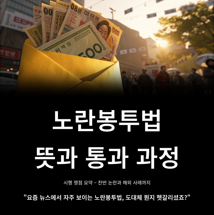  노란봉투법 뜻과 통과 과정, 시행 쟁점 요약 – 찬반 논란과 해외 사례까지