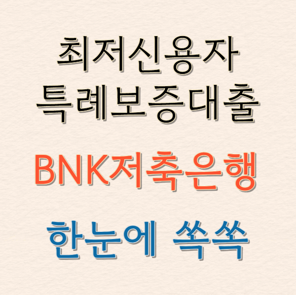 최저신용자 특례보증 BNK저축은행 불법사금융 피할 마지막 기회