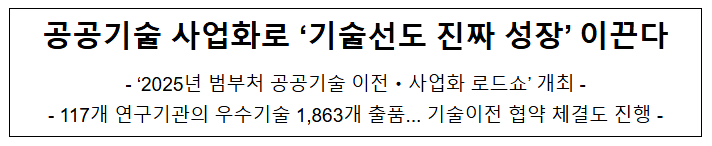  공공기술 사업화로 '기술선도 진짜 성장' 이끈다