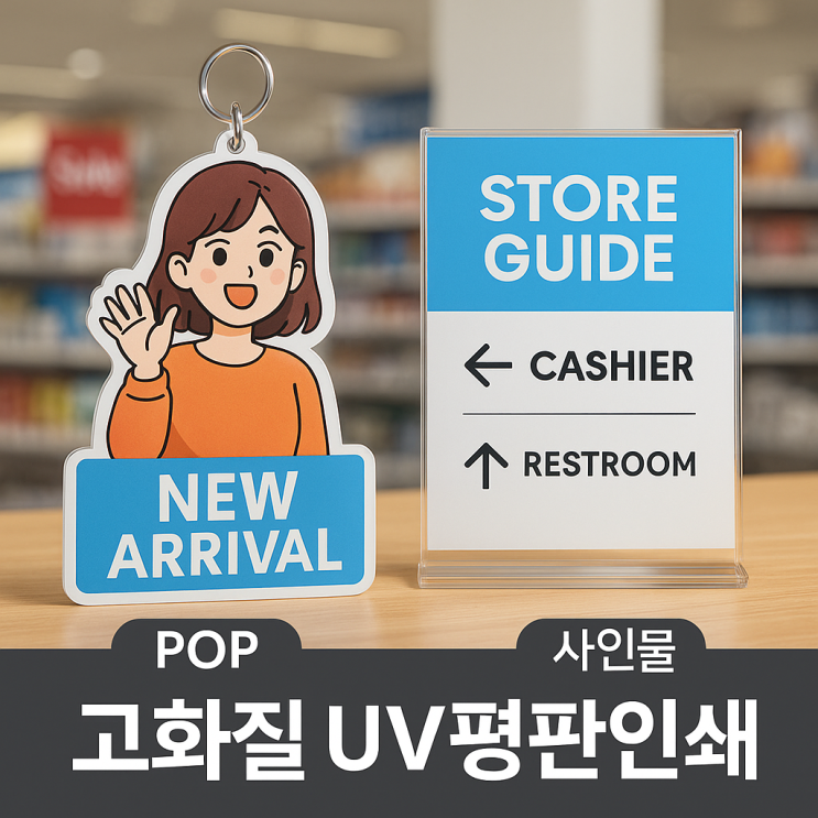  사인물 제작 전문 업체 매장 POP, 고화질 홍보물 빠른 UV인쇄