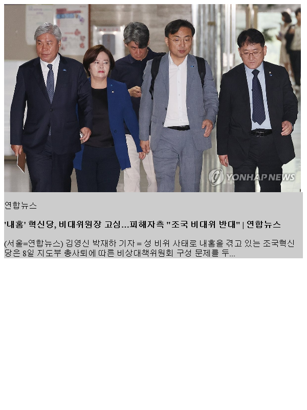 '내홍' <b>혁신당</b>, <b>비대위원장</b> 고심…피해자측 "<b>조국</b> <b>비대</b>위 반대"