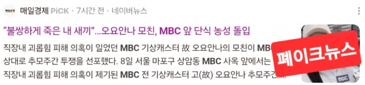 새끼”…<b>오요안나 모친</b>, MBC 앞 <b>단식 농성</b> 돌입 사실은... 