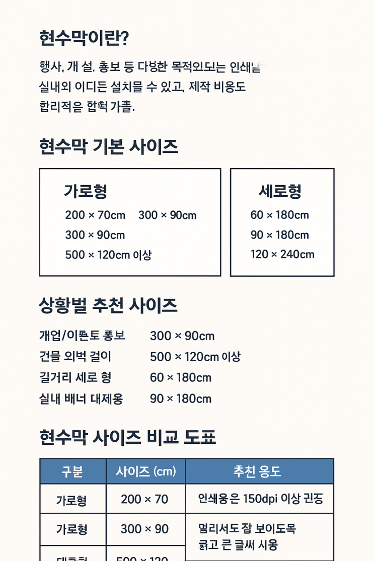  현수막 사이즈 총정리! 상황별 추천 규격 가이드