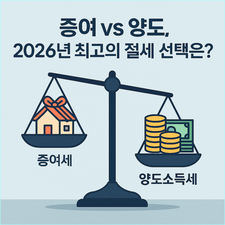  부동산 증여세 vs 양도세, 2026년 기준 무엇이 유리할까? (절세 전략 완벽 비교 분석)