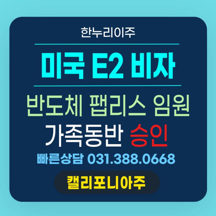  국내 반도체 팹리스 회사 관리자, 가족과 함께 E2 비자 승인