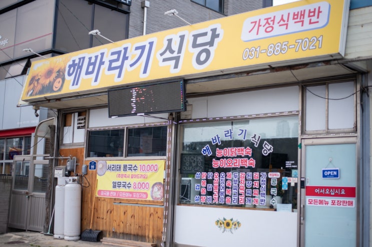  오학동맛집 해바라기식당 오징어볶음 감자짜글이 서리태콩국수 후기