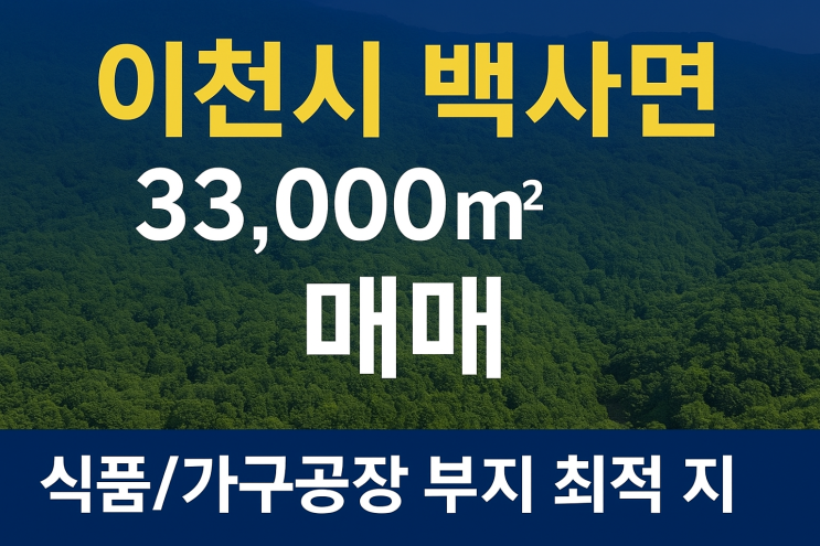  이천시 백사면 자연림 임야 33,000 매매 - 식품/가구공장 부지 최적지