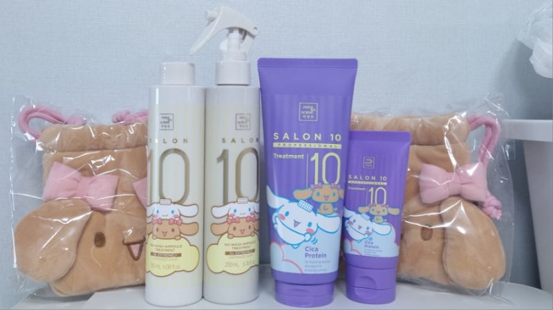 미쟝센 모카 시나모롤 파우치 살롱10 노워시 트리트먼트 보라색 트리트먼트 후기