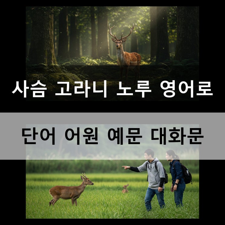  사슴 고라니 노루 영어로 단어 어원 예문 대화문