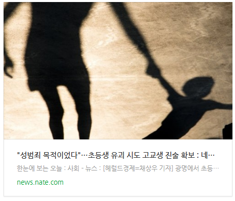 [뉴스] "성범죄 목적이었다"…초등생 유괴 시도 고교생 진술 확보