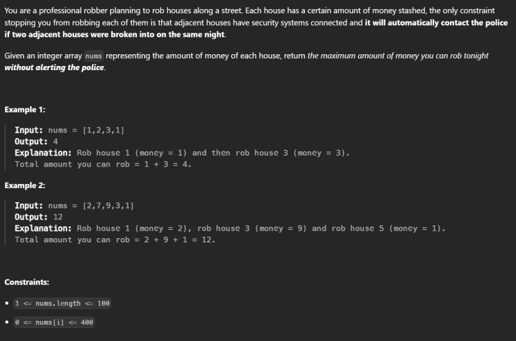  JAVA_LeetCode 198_House Robber