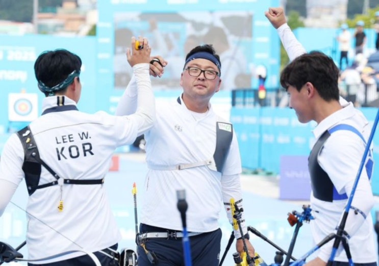 공부｜<b>양궁</b> 이우석·김우진·<b>김제덕</b>, 미국 꺾고 <b>세계</b><b>선수권</b> 단체... 