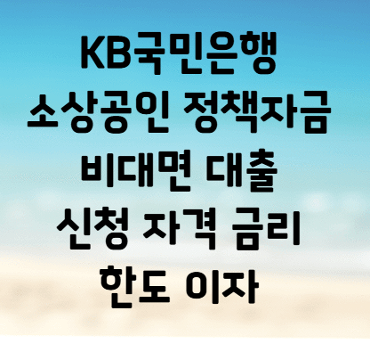 KB국민<b>은행</b> 소상공인 <b>정책자금</b> <b>비대면</b> 대출 신청 자격 금리... 