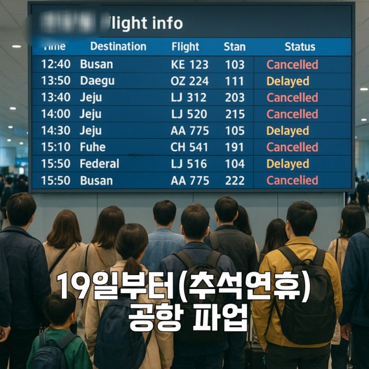  19일부터 추석연휴 공항 파업, 제주도 여행 계획 전 확인 필수!