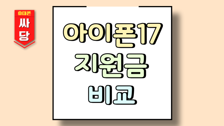  아이폰17 공시지원금 선택약정 비교 예시 구매 팁