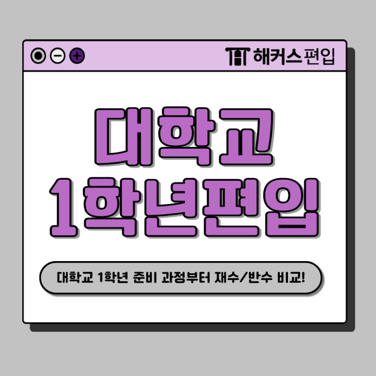  대학교 1학년 편입 준비 과정? 재수/반수 비교
