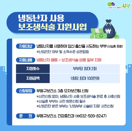 부평구, ‘냉동 난자 사용 보조생식술 지원사업’ 진행