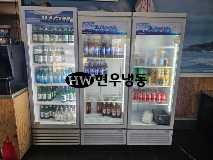  울산쇼케이스수리 iberna이버나음료쇼케이스 냉매누설로 증발기에바교체수리 K3SC470NBC