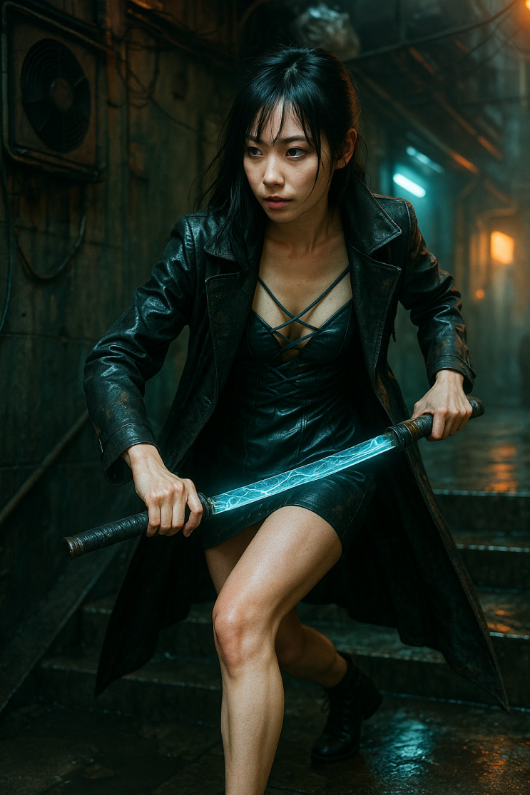  사이버펑크 소녀 일러스트