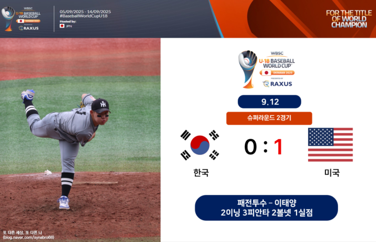 한국 WBSC U-18 야구월드컵 세계청소년야구대회 슈퍼라운드 2차전 미....