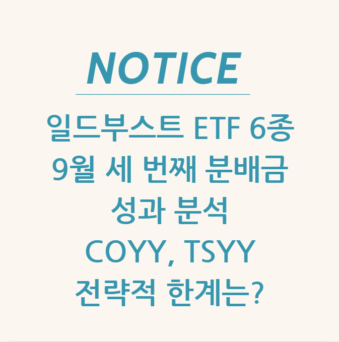  일드부스트 ETF 6종: 9월 세 번째 분배금 & 성과 분석, COYY, TSYY 전략적 한계는?